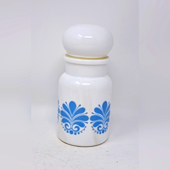 Vintage Belgian Blue And White Milk Glass Apothecary Jar - Picture 2 of 7